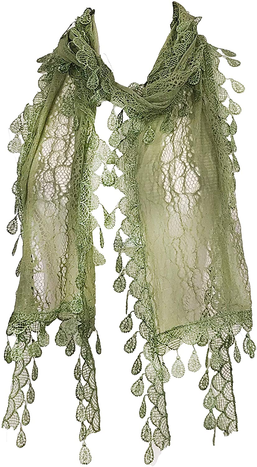 Pamper yourself Illuminous Green Leaf Lace Scarf