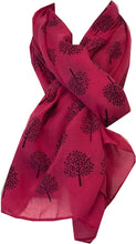 Load image into Gallery viewer, Pamper Yourself Now Fuchsia Pink with Blue Mulberry Tree Design Ladies Fashion Scarves
