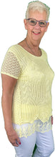 Load image into Gallery viewer, Pamper Yourself Now ltd Ladies Yellow Crochet Lace Short Sleeve top.Made in Italy (AA60)

