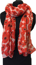 Load image into Gallery viewer, Pamper Yourself Now Creamy White Small Poppy Design Long Scarf, Soft Ladies Fashion London
