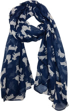 Load image into Gallery viewer, Pamper Yourself Now Blue with White Scottie Dogs, Long Scarf, Soft Ladies Fashion London
