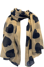 Load image into Gallery viewer, Pamper yourself Heart/Love Scarf - Beige with Blue Hearts
