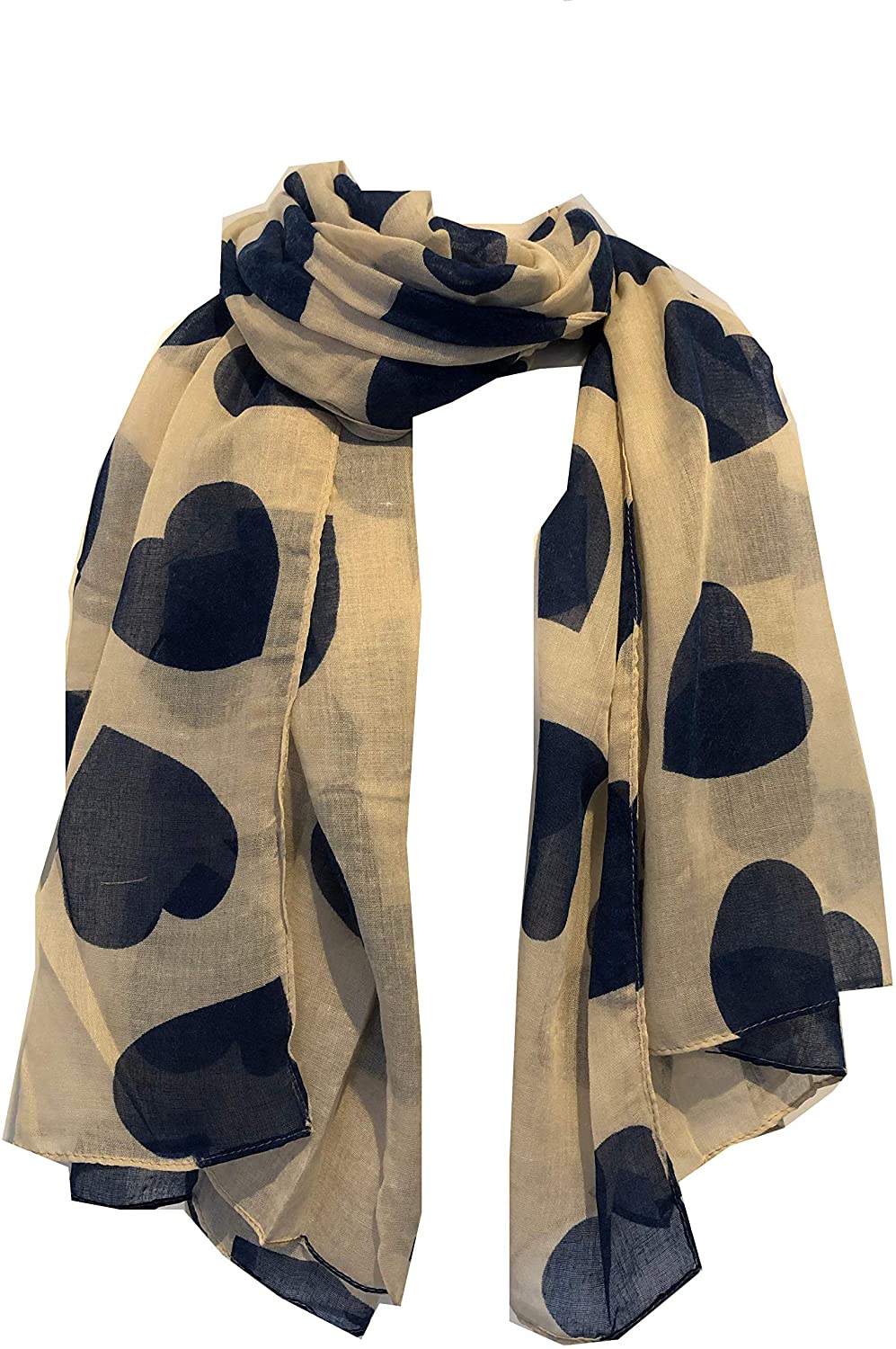 Pamper yourself Heart/Love Scarf - Beige with Blue Hearts