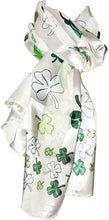 Load image into Gallery viewer, Pamper Yourself Now White with Big Green Four Leaf Clover Scarf Thin Pretty Scarf
