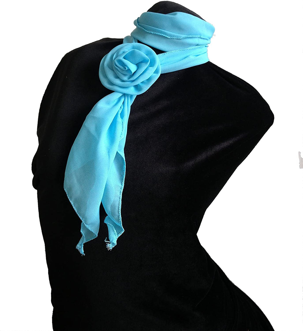Pamper Yourself Now Plain Light Blue Small Scarf with Clip