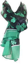 Load image into Gallery viewer, Pamper Yourself Now Big Black with Green Four Leaf Clover Scarf Thin Pretty Scarf
