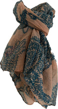 Load image into Gallery viewer, Pamper Yourself Now Coral with Blue Paisley Pattern, Long Scarf, Soft Ladies Fashion London
