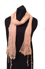 Load image into Gallery viewer, Pamper Yourself Now Peach Pretty lace Soft Long Scarf
