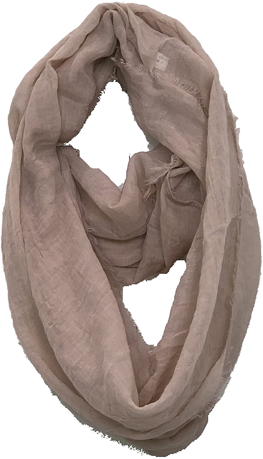 Plain beige snood with frayed edge