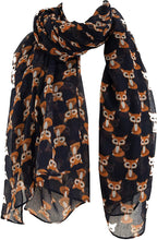 Load image into Gallery viewer, Pamper Yourself Now Blue Mini Fox Design Long Scarf, Soft Ladies Fashion London
