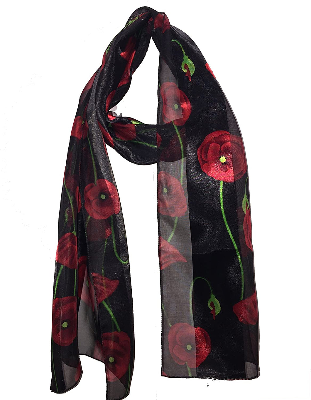 Pamper Yourself Now Navy Blue Thin Poppy Small Scarf