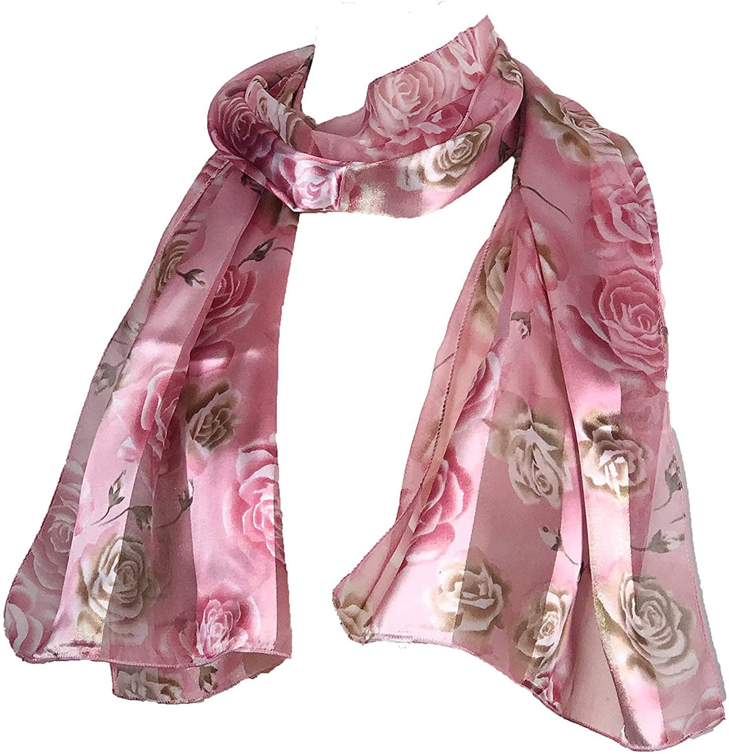 Pamper Yourself Now Big Roses Scarf Shiny Thin Pretty Scarf