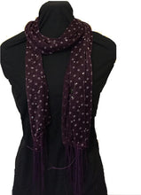 Load image into Gallery viewer, Purple Spotty Long Thin Shiny Scarf with Pretty Sparkle Lovely for Evening wear
