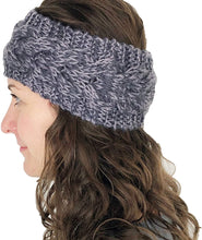 Load image into Gallery viewer, Dark grey/light grey mixed coloured woollen machine knitted headband. Warm winter headband
