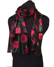 Load image into Gallery viewer, Pamper Yourself Now Black Thin Poppy Small Scarf
