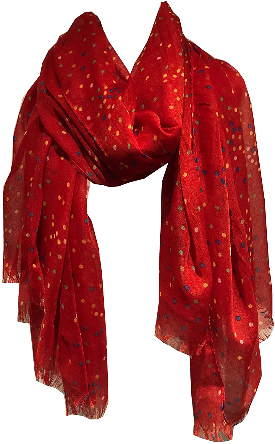 Pamper Yourself Now Red with Multi Coloured dots Scarf/wrap