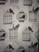 Load image into Gallery viewer, Pamper Yourself Now Grey with Black Bird cage and Bird Design Scarf, Lovely Gift/Present.
