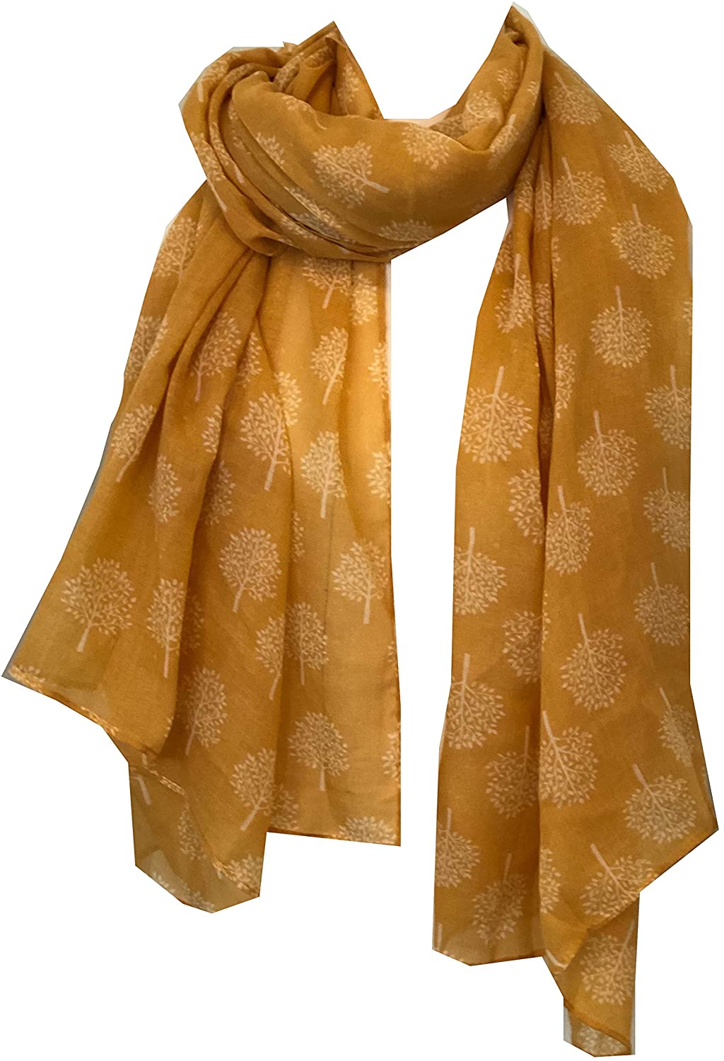 Pamper Yourself Now Mustard with White Mulberry Tree Design Ladies Fashion Scarves