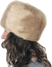 Load image into Gallery viewer, Tan/Brown Faux Fur hat. Lovely Winter Russian Style hat
