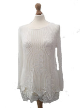 Load image into Gallery viewer, Pamper Yourself Now ltd Ladies White Crochet lace Long Sleeve top. Made in Italy (AA1)
