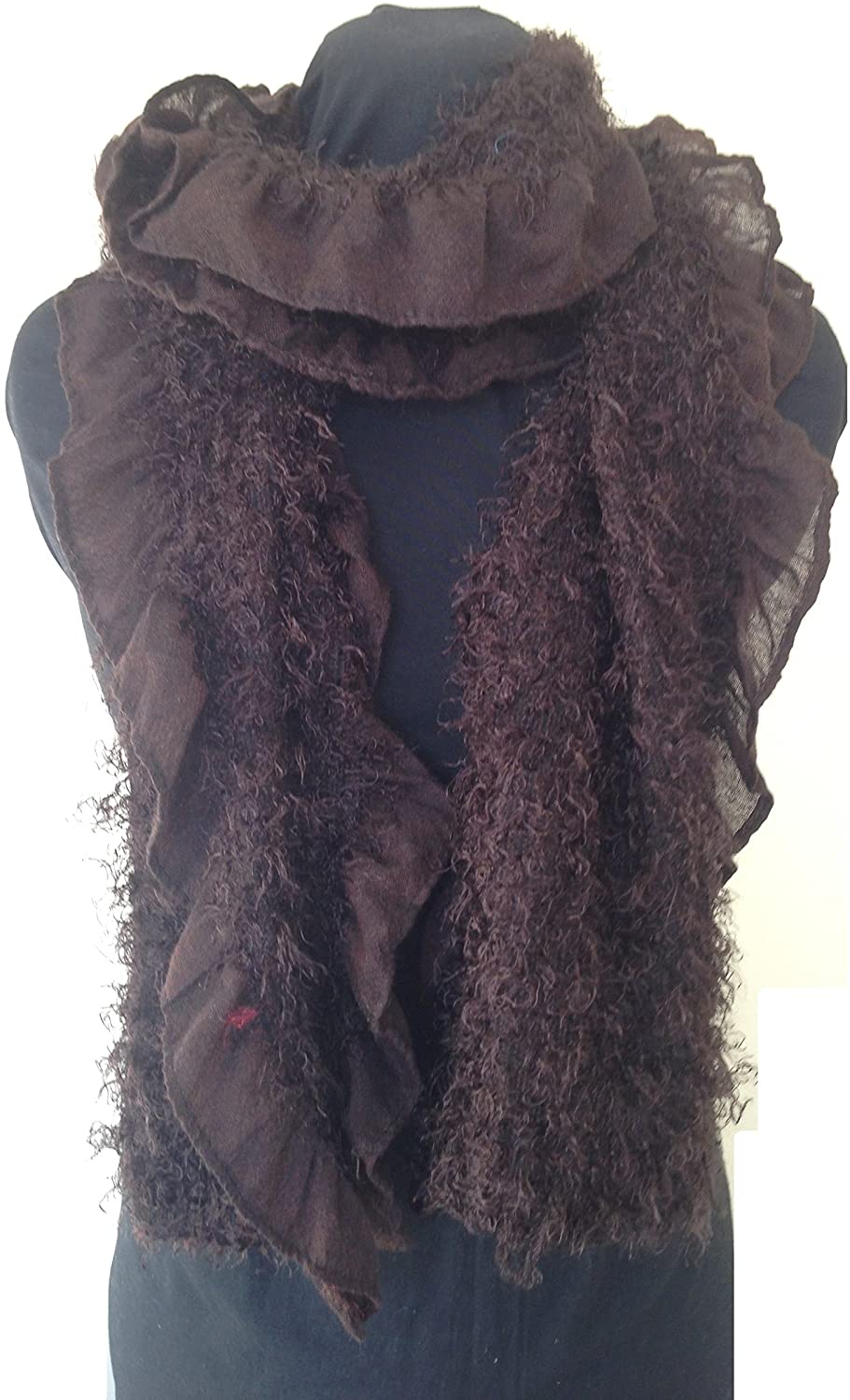 Pamper Yourself Now Brown Warm Fluffy Winter Ladies Scarf
