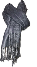 Load image into Gallery viewer, Plain Silver grey Pashmina Style Scarf/wrap.
