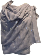 Load image into Gallery viewer, Pamper Yourself Now Grey with Silver Bumble Bees Long Scarf. Great Present/Gift for bee Lovers.
