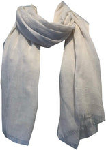 Load image into Gallery viewer, Pamper Yourself Now Cream Plain Soft Long Scarf/wrap with Frayed Edge
