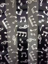 Load image into Gallery viewer, Black Musical Notes Scarf with White Notes
