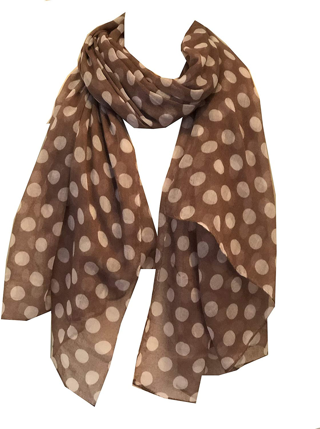 Pamper Yourself Now Light Brown with White Big spot Scarf/wrap