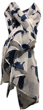 Load image into Gallery viewer, Creamy White with Navy Cats Scarf for owmen
