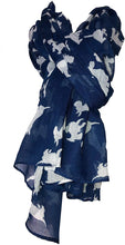 Load image into Gallery viewer, Pamper Yourself Now Blue with White Scottie Dogs, Long Scarf, Soft Ladies Fashion London
