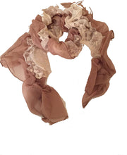 Load image into Gallery viewer, Brown Stretchy thin soft long Scarf with lace trrim
