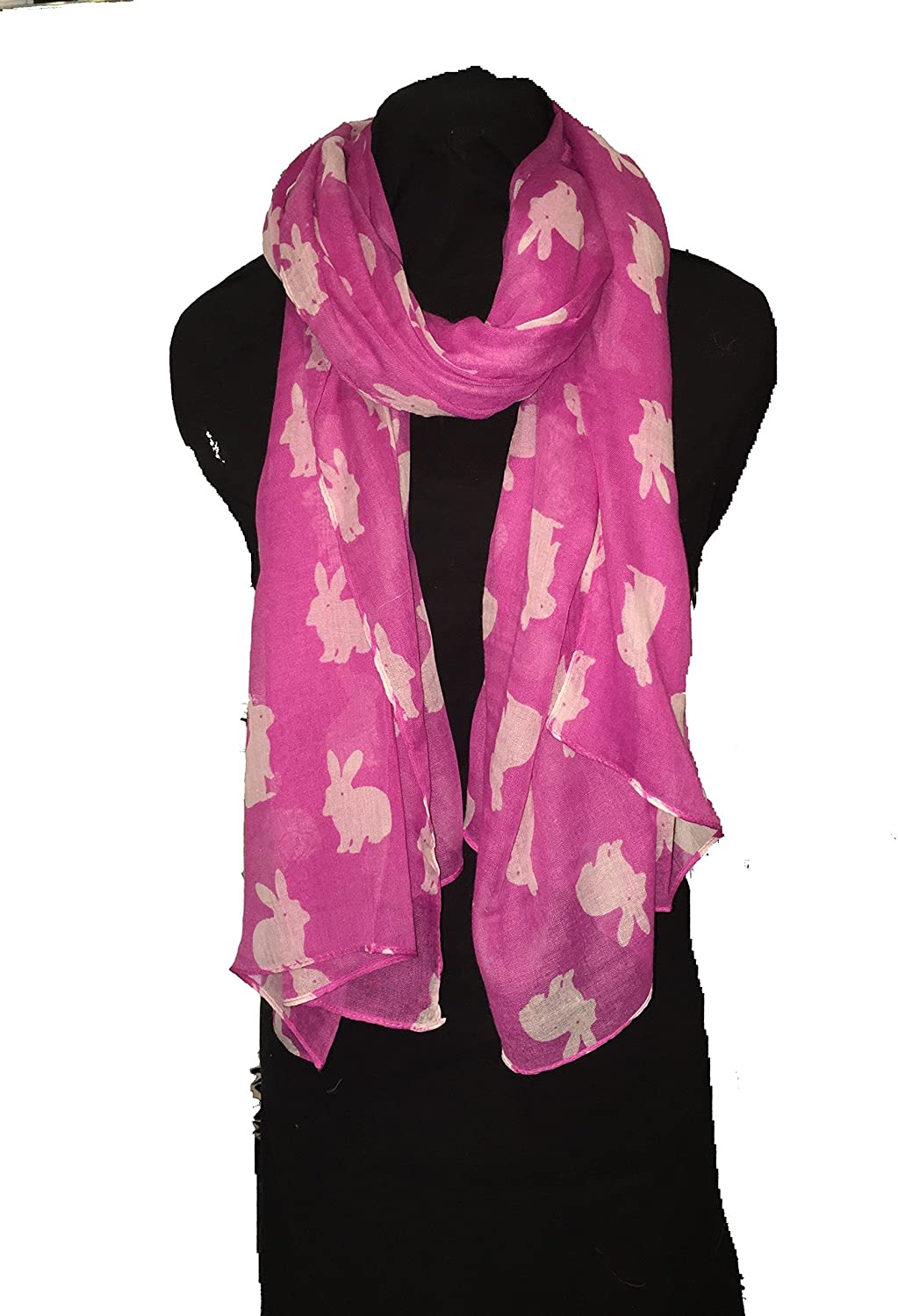 Pamper Yourself Now Pink with White Rabbits Scarf/wrap