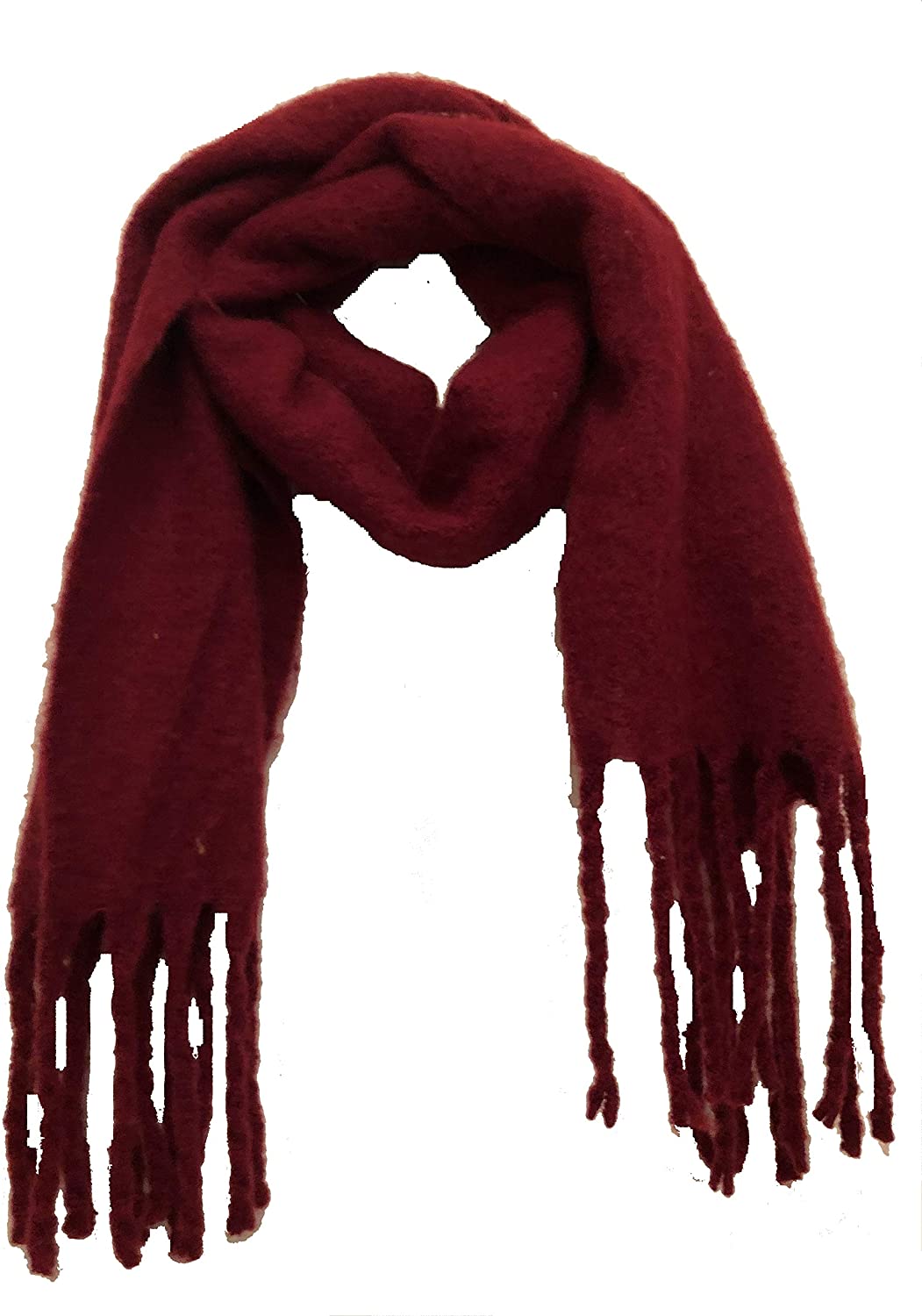 Plain red chunky super soft scarf with chunky tassels