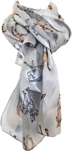Load image into Gallery viewer, Pamper Yourself Now Light Grey Running Horse Shiny Thin Pretty Scarf
