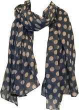 Load image into Gallery viewer, Pamper Yourself Now Blue with White Big spot Scarf/wrap
