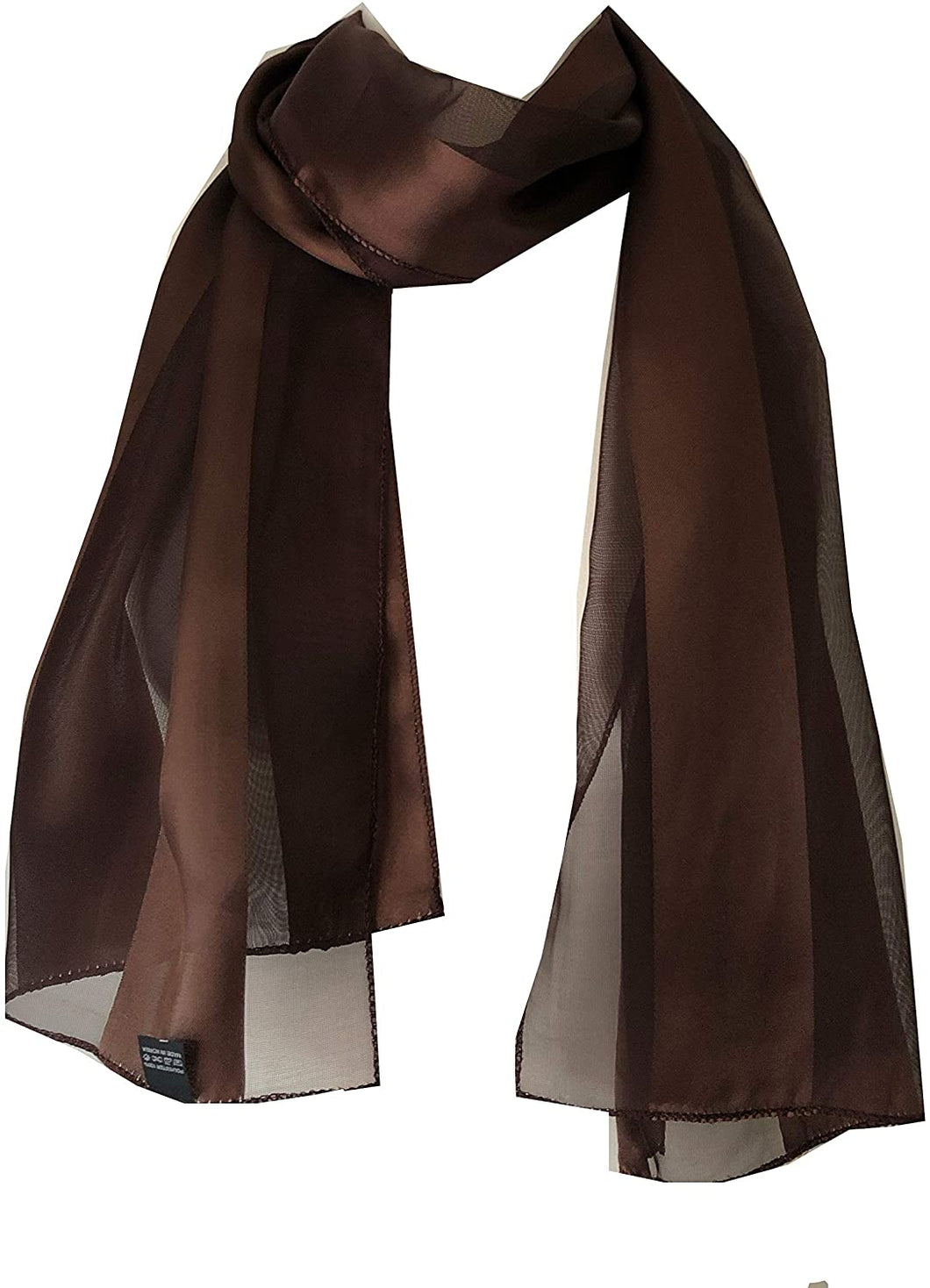 Plain Dark Brown Faux Chiffon and Satin Style Striped Scarf Thin Pretty Scarf Great for Any Outfit