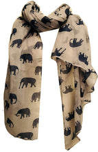 Load image into Gallery viewer, Grey with navy elephant scarf
