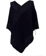 Load image into Gallery viewer, Pamper Yourself Now Black with Silver Thread V Neck Poncho

