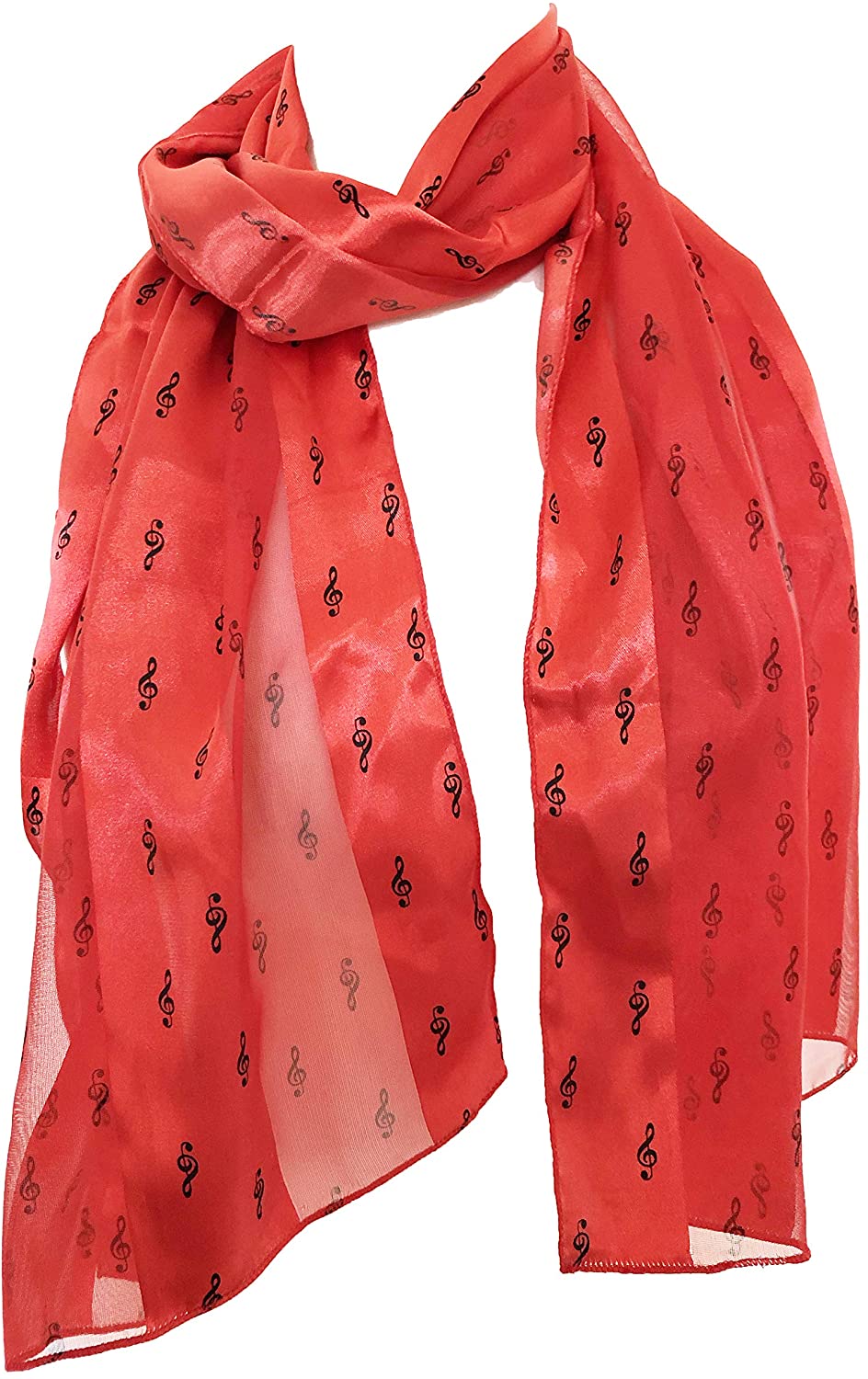 Pamper Yourself Now Red Treble Clef Striped Music Shiny Thin Pretty Scarf
