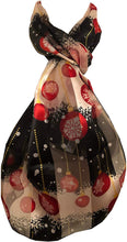 Load image into Gallery viewer, Pamper Yourself Now Black with red Ball Baubles Thin Pretty Christmas Scarf
