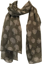 Load image into Gallery viewer, Pamper Yourself Now Taupe with White Mulberry Tree Design Ladies Fashion Scarves
