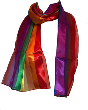 Load image into Gallery viewer, Gay pride scarf rainbow multi coloured stripes scarf
