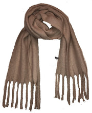 Load image into Gallery viewer, Plain grey chunky super soft scarf with chunky tassels
