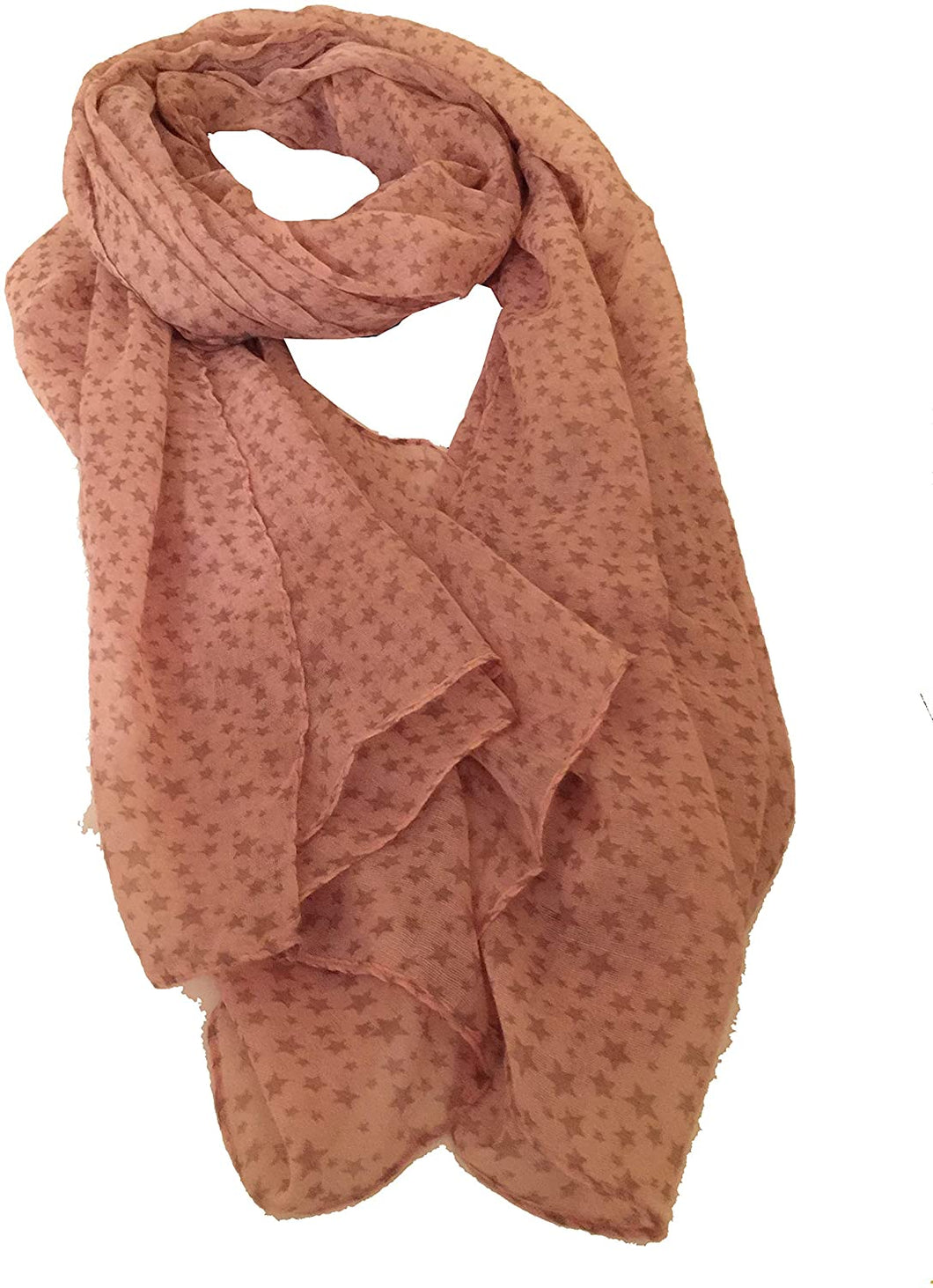 Pamper Yourself Now Pink with Brown Small Star Design Long Scarf