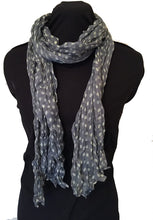Load image into Gallery viewer, Pamper Yourself Now Dark Grey with Cream Small spot Design Long Scarf
