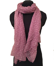 Load image into Gallery viewer, Pamper Yourself Now Purple with White Small Star Design Long Scarf
