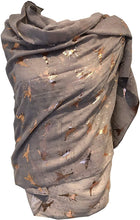 Load image into Gallery viewer, Pamper Yourself Now Light Grey with Gold Fairy Design Long Scarf/wrap
