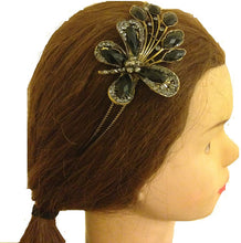 Load image into Gallery viewer, Black big butterfly design aliceband, headband with pretty stone
